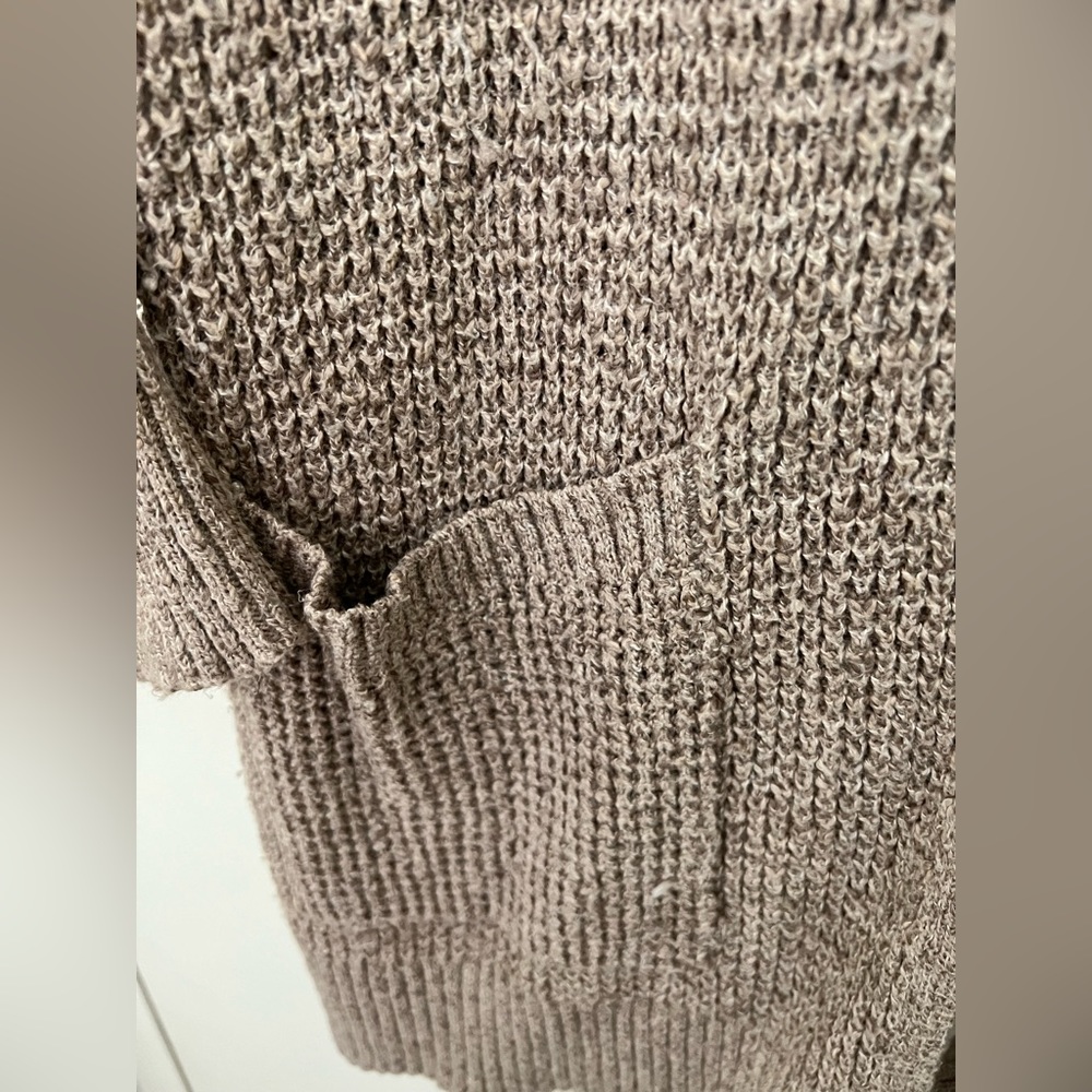 American Eagle Outfitters Cozy Open-Front Cardigan - Taupe Brown - Picture 5 of 6